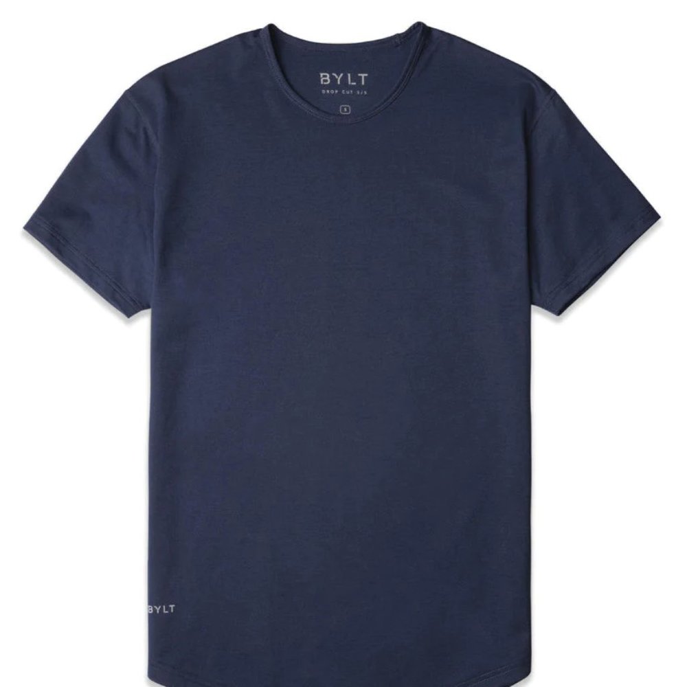 Bylt Basics - drop cut t-shirt -  medium - navy - lux blend